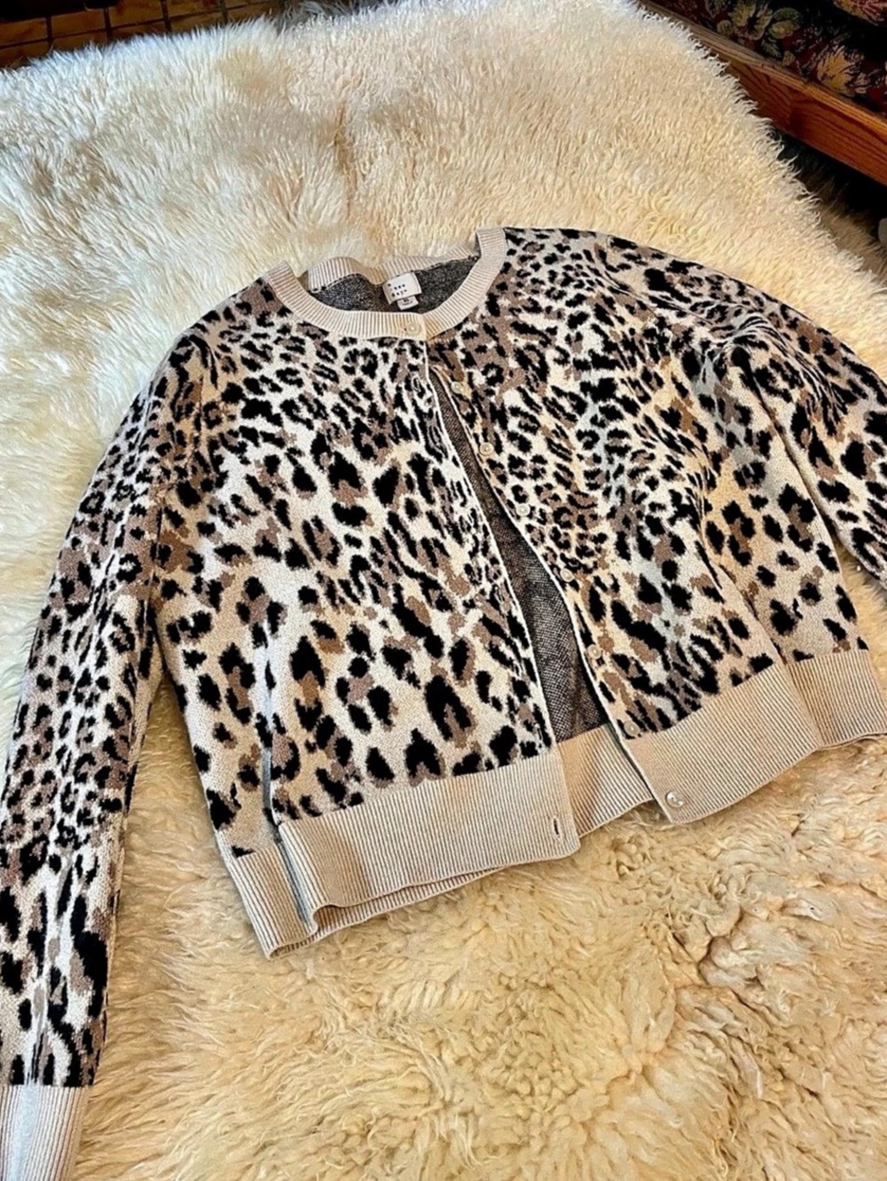 A New Day Target Cardigan Women XL Beige Cheetah Casual Minimalist Classic